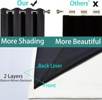 Yakamok 100% Cream Blackout Curtains for Bedroom, Light Blocking Thermal Insulated Noise Reducing Blackout Drapes for Living Room(52Wx84L, 1 Panel)