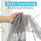 OVZME 2 Panels Grey Sheer Valance - Short Fresh Sheer Curtain Valances for Windows Basement Semi Sheer Valances for Kitchen Window, Dual Rod Pocket (Grey, 42 by 14 Inches Long)