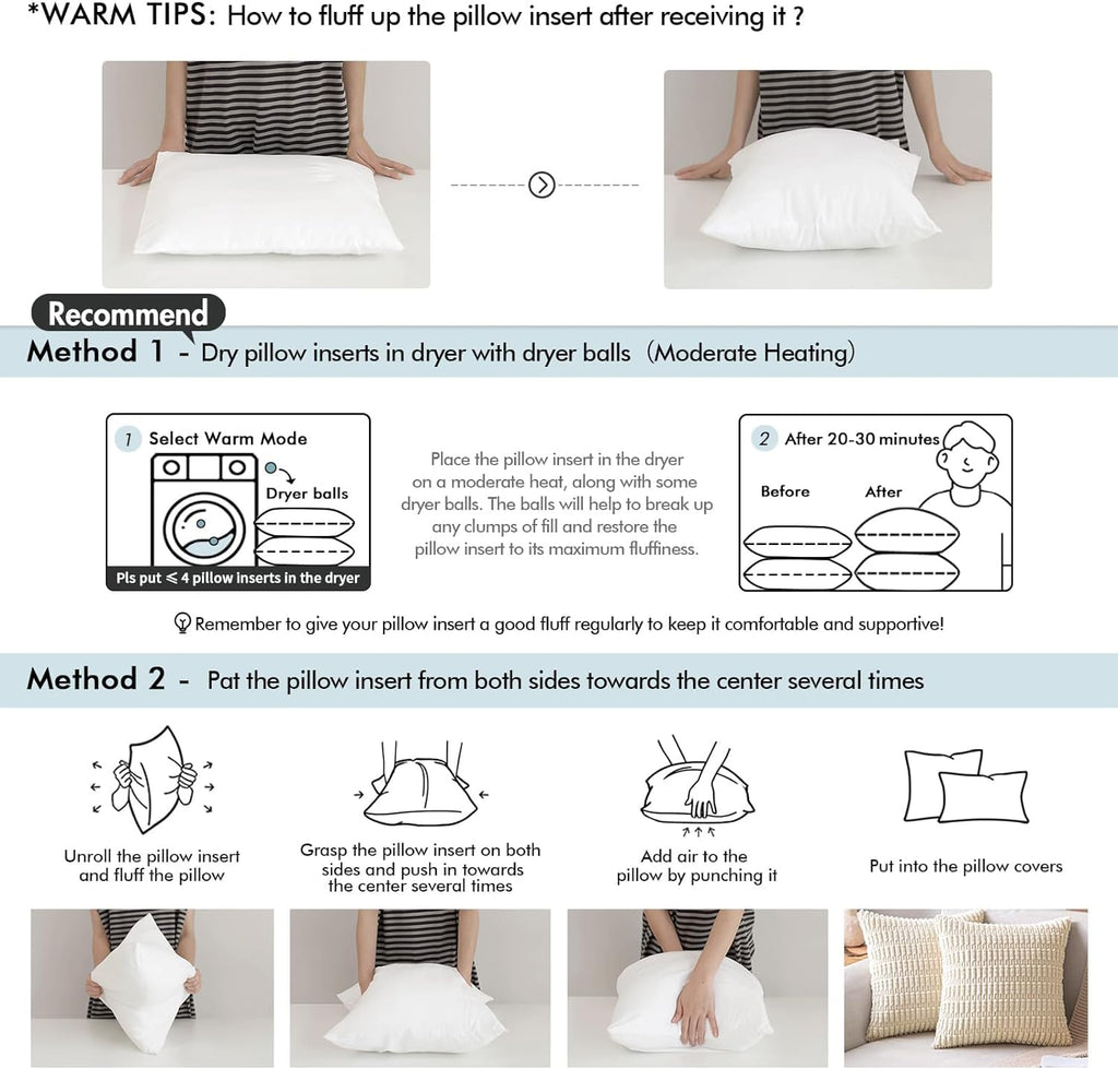 MIULEE 12x16 Inch Throw Pillow Insert for Couch Sofa Bed
