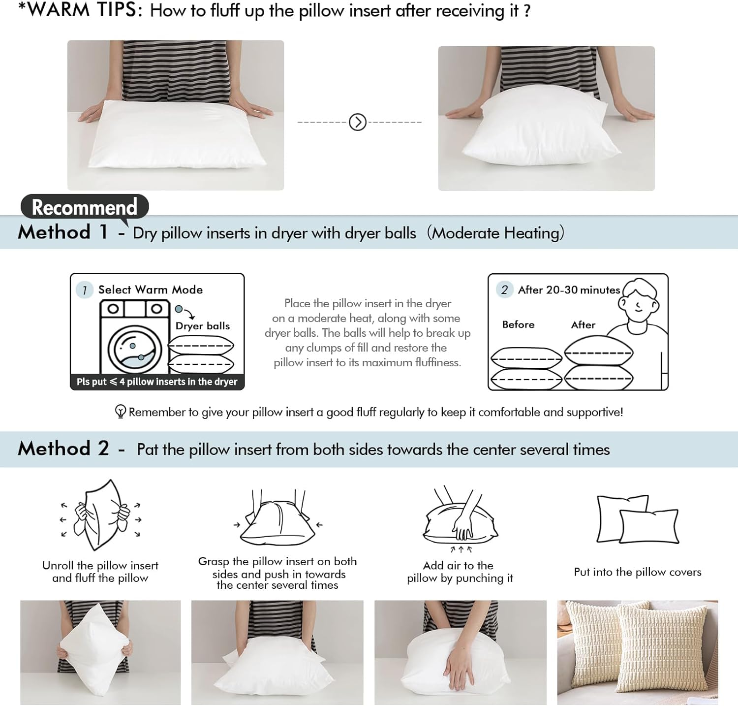 MIULEE 12x16 Inch Throw Pillow Insert for Couch Sofa Bed