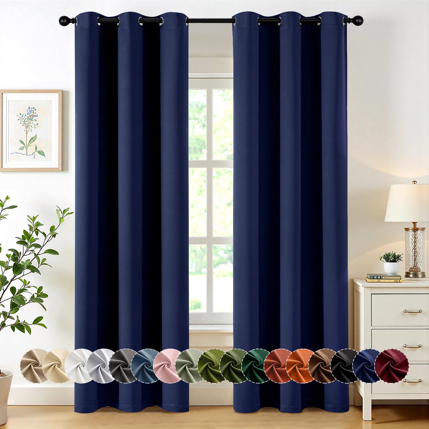 MIULEE Blackout Curtains for Bedroom 2 Panels 40 x 78 Inch Long Navy Blue