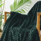 Exclusivo Mezcla Fleece Throw Blanket for Couch, Extra Large Fuzzy Forest Green Bed Blankets, Soft Cozy Plush Sofa Throws for All Seasons, 50x70 Inches