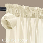 MIULEE Light Cream Sheer Curtains 90 Inches Long, 4 Panels Set, Light Filtering Rod Pocket Voile Drapes for Living Room and Bedroom, Airy Soft Fabric Window Treatments, 42 x 90 Inches