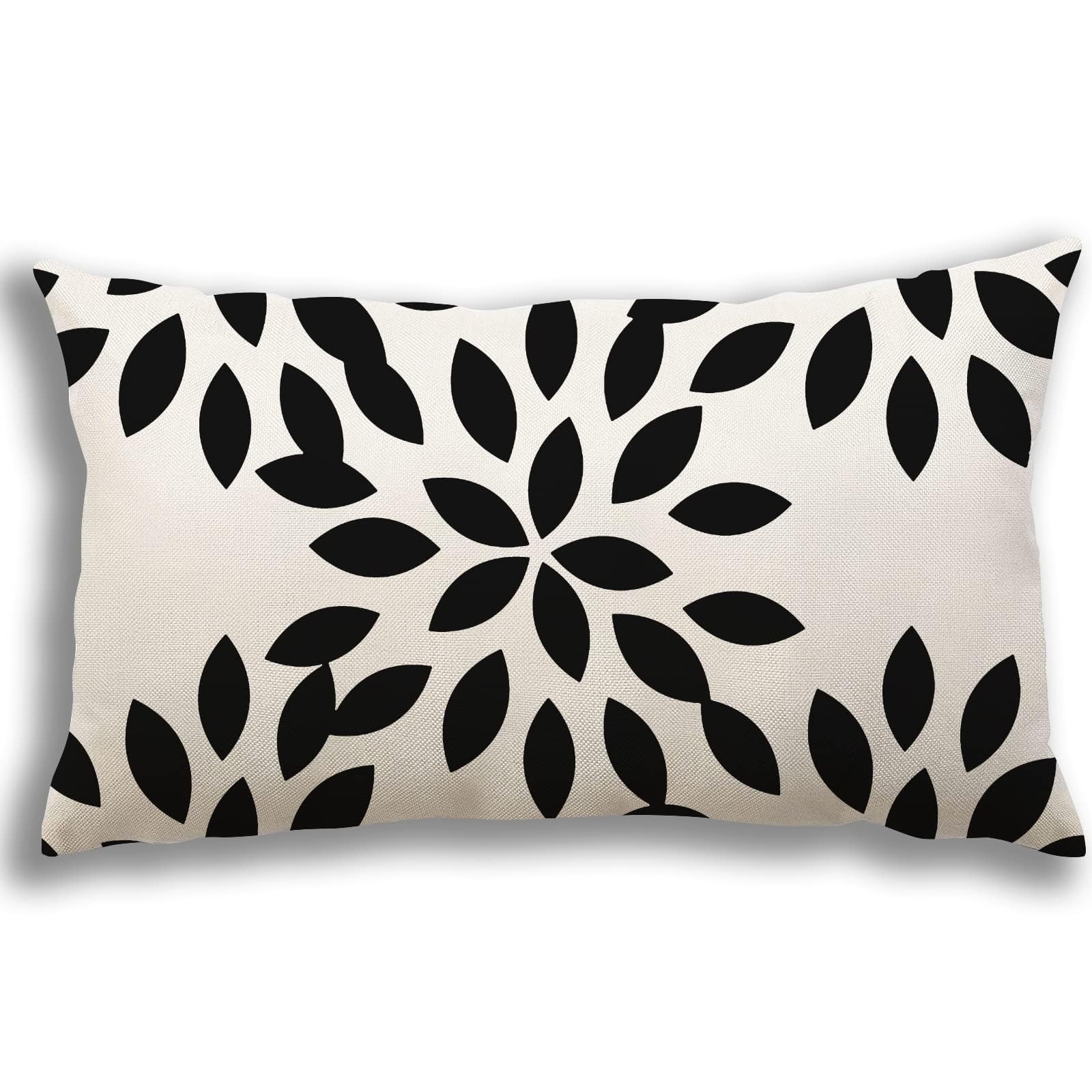 YCOLL Lumbar Pillow Covers 12x20 Set of 4, Modern Sofa Throw Pillow Cover, Decorative Outdoor Linen Fabric Pillow Case for Couch Bed Car, Black