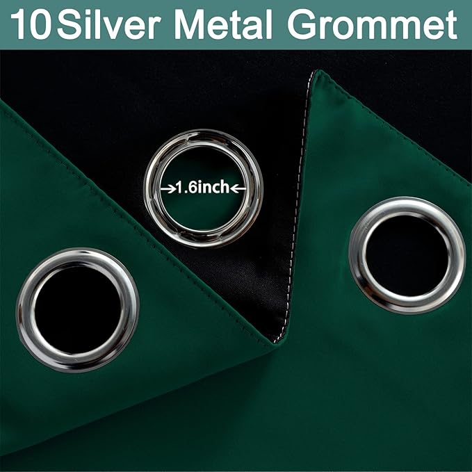Yakamok Dark Green 100% Blackout Curtains 84 Inches Long 70" Wide 2 Panels