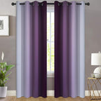 Yakamok Room Darkening Gradient Color Ombre Curtains, Light Blocking Thermal Insulated Grommet Window Drapes for Living Room/Bedroom (Greyish White and Purple, 2 Panels, 52x96 Inch)