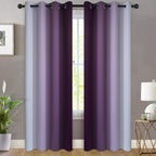 Yakamok Ombre Curtains Purple and Greyish White for Living Room,52Wx84L
