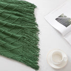 BOURINA Green Throw Blanket 50x60 Inch Boho Knitted Soft Throw Sofa Blanket