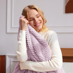 Whale Flotilla Extra Large Fuzzy Fleece Throw Blanket for Couch, 50x70 Inch Fluffy Warm Soft Jacquard Blankets for All Season, Lightweight and Cozy, Lilac