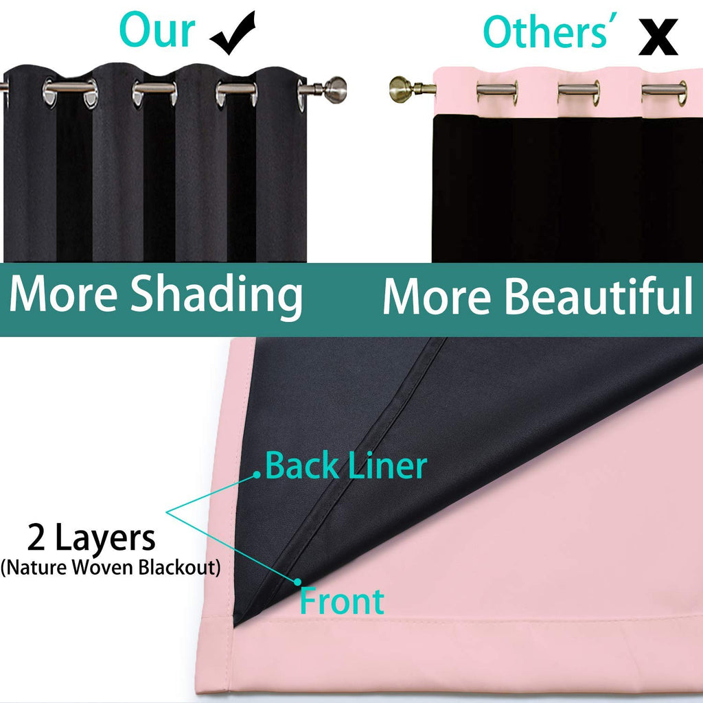 Yakamok Pink 100% Blackout Curtains 84 Inches Long for Bedroom 42" Wide