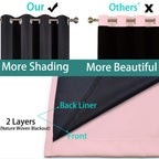 Yakamok Pink 100% Blackout Curtains 84 Inches Long for Bedroom 42" Wide