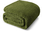 Whale Flotilla Twin Size Fuzzy Fleece Blanket, Fluffy Warm Soft Jacquard Bed Blankets for All Season, Lightweight and Cozy, 60x80 Inch, Olive