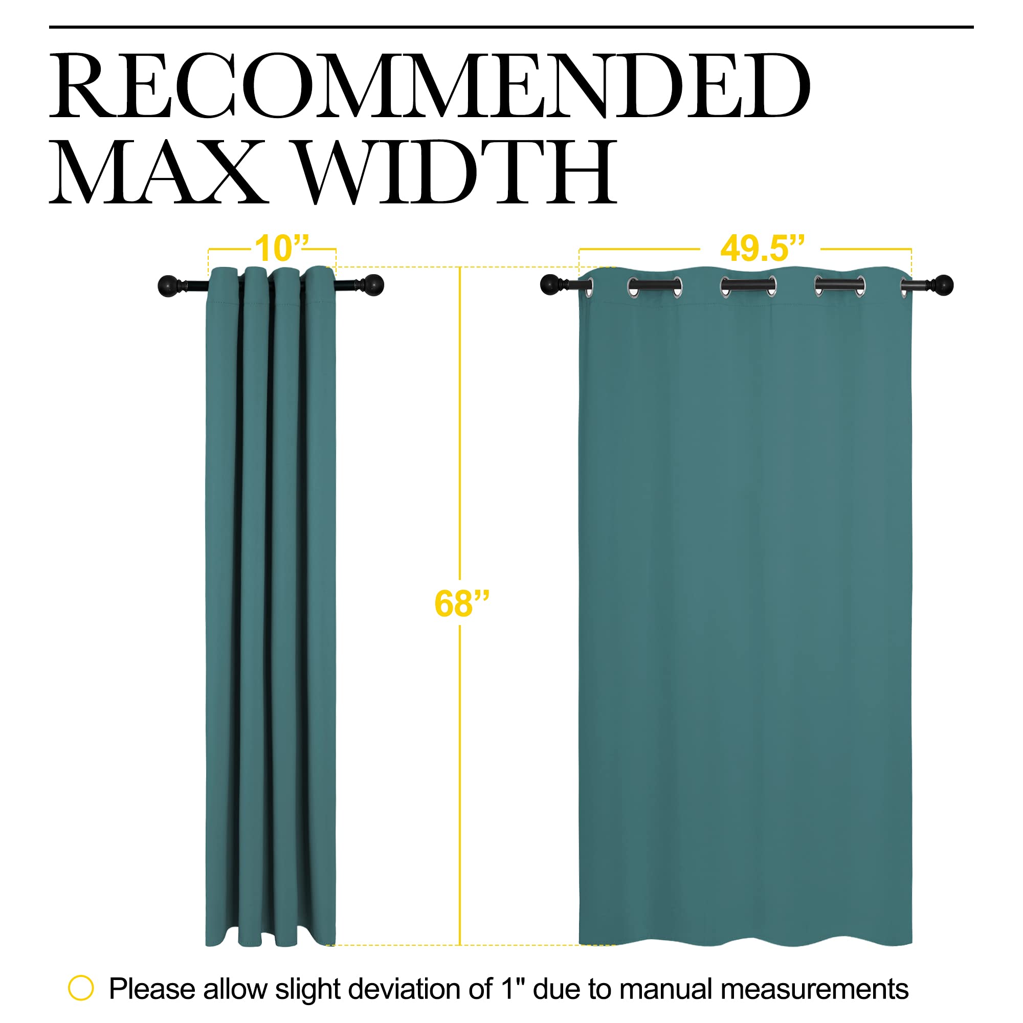 NICETOWN Bedroom Curtain Panels Blackout Draperies, Thermal Insulated Solid Grommet Blackout Curtains/Drapes (Sea Teal, One Pair, 55 by 68-inch)
