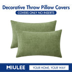MIULEE Soft Chenille Lumbar Throw Pillow Covers Sage Green 12x20 Pack of 2