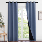NICETOWN Full Shade Curtain Panels 84 inches Long, Pair of Energy Smart & Noise Blocking Out Blackout Drapes for Guest Room Window, Thermal Insulated Lined Window Dressing (Stone Blue, 37x84)