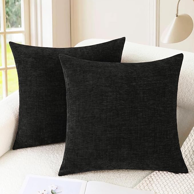 CaliTime Decorative Couch Throw Pillow Covers 26 X 26 Inches Black