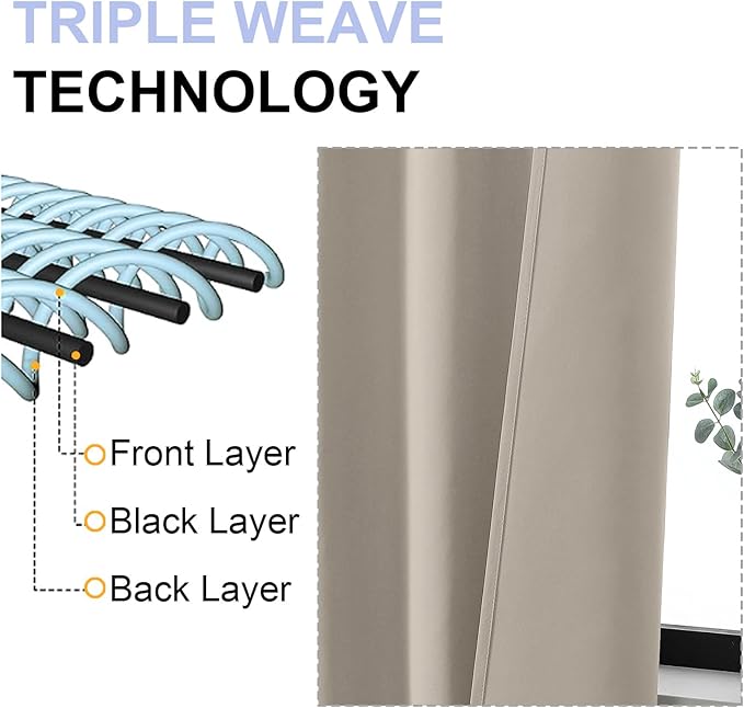 Simplebrand Ava Stone Blackout Curtains for Bedroom, 72 Inch Length, 2 Panels Set, Privacy Thermal Insulated Rod Pocket Curtains for Patio, French Door, W40 x L72 Inch