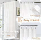 BGment White Linen Curtains 54 Inch Length for Living Room - Rod Pocket Textured Drapes Light Filtering for Bedroom Country Decorative Lightweight Natural Rustic, 2 Panels Set, 42 X 54 Inch