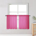 OWENIE Short Hot Pink Sheer Curtains 30 Inch Length 2 Panels Set, Kitchen Curtains Tiers Light Filtering Rod Pocket Cafe Curtain for Basement Bathroom Small Half Window, 42" W x 30" L, Hot Pink