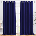 NICETOWN Bedroom Blackout 102 inch Curtains for Sliding Glass Door - Grommet Thermal Insulated Solid Luxury Window Treatments Sound Reducing for Living Room (W66 x L102, Navy Blue, Set of 2)