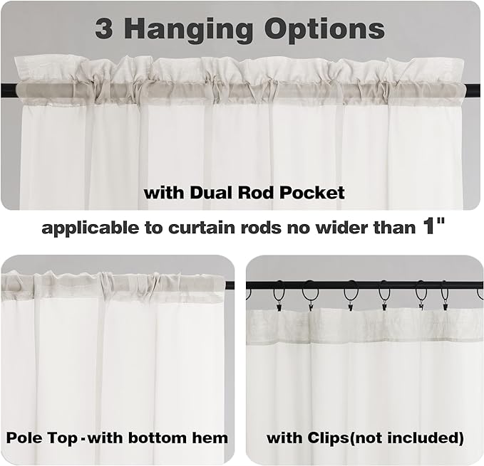 Chyhomenyc Ivory Sheer Curtains 96 Inch Length 2 Panels Set, Elegant Light Filtering Voile Window Treatment Drapes for Living Room Bedroom, 42W x 96L Inches, Set of 2, Ivory