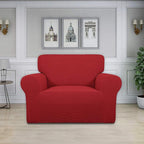 Easy-Going Stretch Oversized Chair Sofa Slipcover 1-Piece Couch Sofa Cover Furniture Protector Soft with Elastic Bottom for Kids Spandex Jacquard Fabric Small Checks Christmas Red