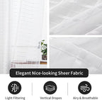 SpaceDresser Check Sheer Curtains 63 Inches Long for Living Room, Rod Pocket Plaid Semi Sheer Drapes for Kitchen Bedroom（White, 52W x 63L）