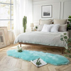 Ashler faux fur rug, Fluffy Shaggy Area Rug Ultra Soft 2 x 6 Feet Sheepskin Fur Rug, Turquoise Fuzzy Rug Machine Washable Shag Rug, Nursery Decor Throw Rugs for Bedroom, kids room, Living Room