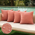 MIULEE Pack of 4 Decorative Outdoor Throw Pillow Covers Linen Waterproof Pillow Covers Spring Farmhouse Cushion Cases for Patio Garden Tent Balcony Couch Sofa 16x16 inch Coral Red