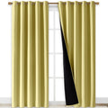 NICETOWN Paler Yellow Full Shade Curtain Panels, Pair of Energy Smart & Noise Blocking Out Blackout Drapes for Dining Room Window, Thermal Insulated Guest Room Lined Window Dressing, 70 x 84 inch