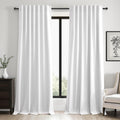 96 inch long Linen blackout curtains 2 Panels 100% Black out Linen texture Curtains ivory white Window Drapes with Back Tab Rod Pocket Mordern vintage Curtains Panel for Bedroom Living Room 8FT
