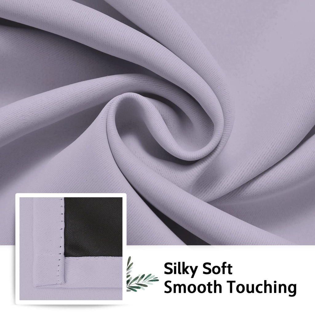 SimpleHome Lilac 100% Blackout Curtains Room Darkening Living Room 63 Inch