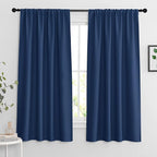 RYB HOME Extra Wide Blackout Curtains for Bedroom Living Room 63 inches Long, Thermal Insulated Privacy Drapes for Nursery Home Theater Dining Room, Width 62 by Length 63, Navy Blue, 2 Panels