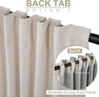 Linen Textured Total Blackout Curtains for Bedroom 96 Inches Long, Cream