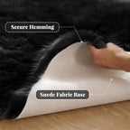 ORINOVA Black Rug for Bedroom 5x7 Area Rugs for Living Room Washable Shaggy Sheepskin Fluffy Fur Rug for Girl Room Rectangle Nursery