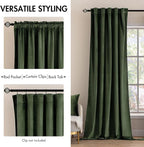 MIULEE Velvet Curtains 132 inches - Luxury Blackout Curtains for Bedroom Living Room Thermal Insulated Super Soft Window Drapes Rod Pocket & Back Tab, Olive Green, W52 x L132 inches, 2 Panels