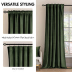MIULEE Velvet Curtains 52x94 inches 2 Panels Olive Green Blackout Curtains