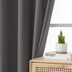 Joydeco Dark Grey Blackout Curtains 63 Inch Length for Bedroom, Grommet Thermal Insulated Curtains 63 Inch Length for Livingroom, Solid Polyester Room Darkening Drapes 63 Inches Long