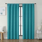 Simplebrand Ava Teal Blackout Curtains for Bedroom 72 Inch Length 2 Panels Set, Privacy Thermal Insulated Rod Pocket Door Window Curtains for Patio French Door Front Door, W40 x L72 Inch
