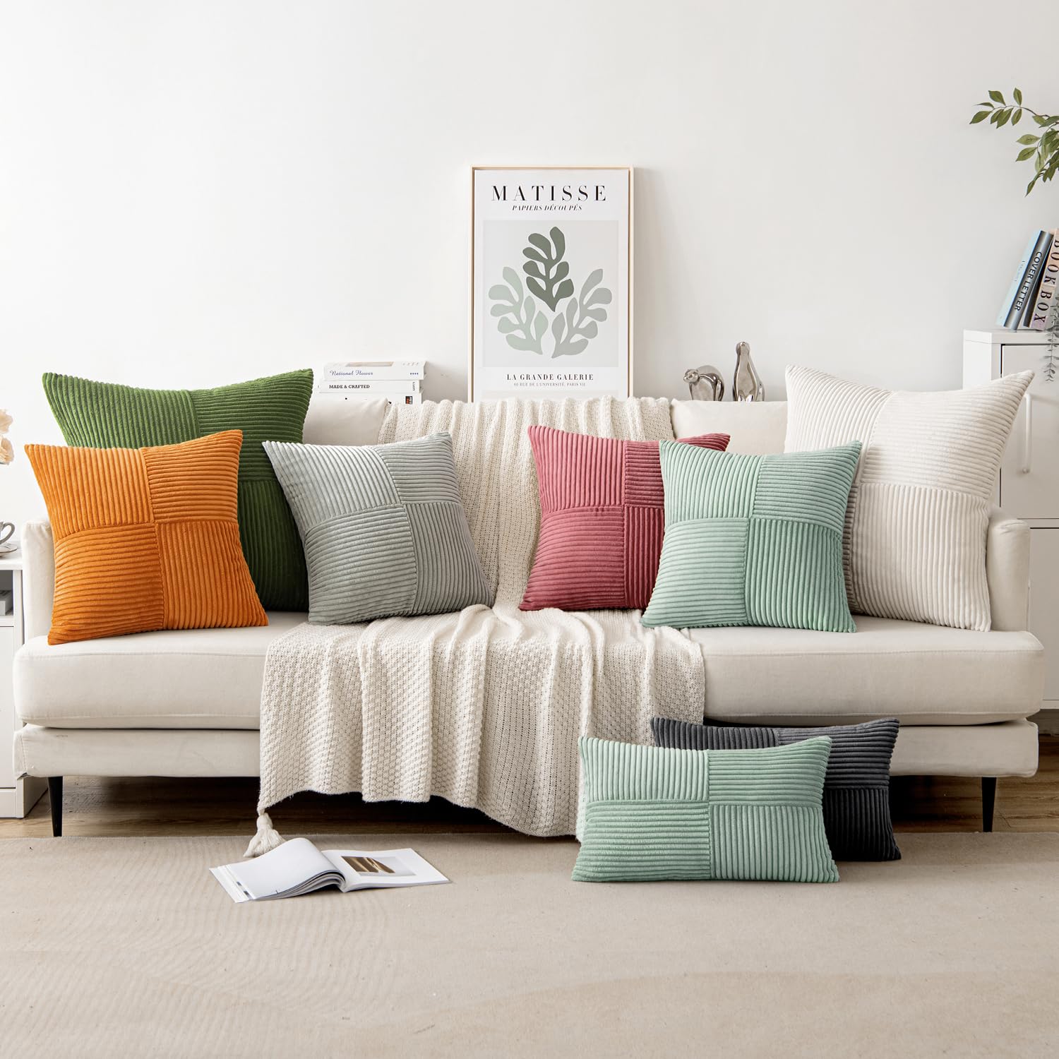 MIULEE Greyish Green Decorative Throw Pillow Covers for Couch 18x18 Inch