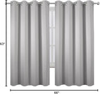 LEMOMO Light Grey Blackout Curtains 66 x 63 Inch Length/Set of 2 Curtain Panels/Thermal Insulated Room Darkening Blackout Curtains for Bedroom