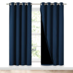 NICETOWN Moroccan Blue Full Shade Curtain Panels, Pair of Energy Smart & Noise Blocking Out Blackout Drapes for Dining Room Window, Thermal Insulated Guest Room Lined Window Dressing(52 x 72 inch)