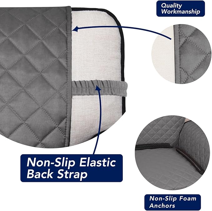 PureFit Reversible Quilted Sofa Cover, Water Resistant Slipcover Furniture Protector, Washable Couch Cover with Non Slip and Elastic Straps for Kids, Dogs, Pets (Chair, Gray/Ivory)