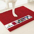 Muddy Mat® | Super Absorbent Door Mat Indoor, Microfiber Quick Dry Chenille Entryway Rug, Non-Slip Front Door Mat, Indoor Mats for Entryway, Machine Washable Pet Rug, Red 48"x60"