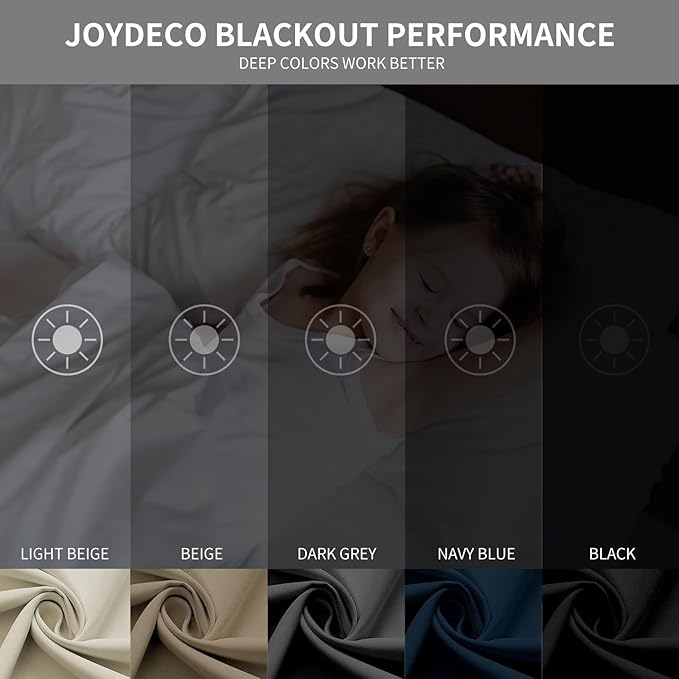 Joydeco Blackout Curtains 90 inch Long 2 Panels Set, Thermal Insulated Long Curtains & Drapes 2 Burg, Room Darkening Grommet Drapes for Bedroom Living Room Windows (W52 x L90 Inch, Brown)