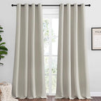 NICETOWN Natural Room Darkening Curtains 120" Long for Boho Farmhouse Home Decoration, 55" Wide, Set of 2, Window Treatment Total Privacy Drape Panels for Bedroom Living Room