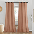 NICETOWN Rustic Linen 96 inch Long Curtains for Living Room, Grommet Privacy Added Thick Linen Weave with Light Filter Window Curtains & Drapes for Bedroom, Terracotta, W42 x L96, 2 Panels