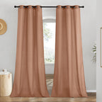 NICETOWN Linen Terracotta Window Curtains 84 inches Long, Grommet Thick Linen Blend Window Treatments Privacy Assured with Light Filtering for Bedroom/Living Room, W42 x L84