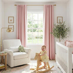 100% Blackout Shield Linen Blackout Curtains for Bedroom 90 Inches Long, Back Tab/Rod Pocket Living Room Drapes, Thermal Insulated Blackout Curtains 2 Panels Set, 50" W x 90" L,Baby Pink