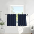 PONY DANCE Half Window Curtains - Room Darkending Privacy Curtains Short Drapes for barhroom Kids Nursery Bedroom, W 29 x L 24 Each, Navy Blue, 2 Panels
